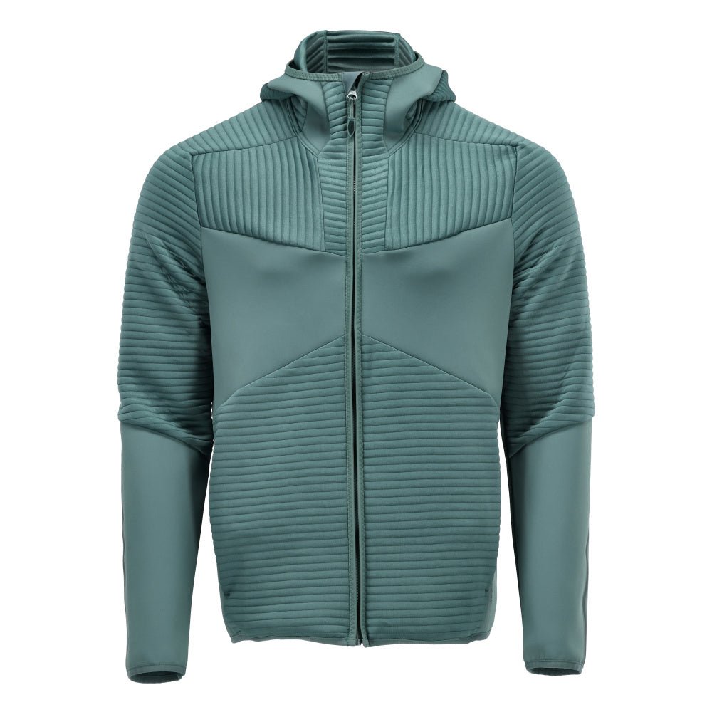 Fleece sweater, hood, zip microfleece jacket, light forest green