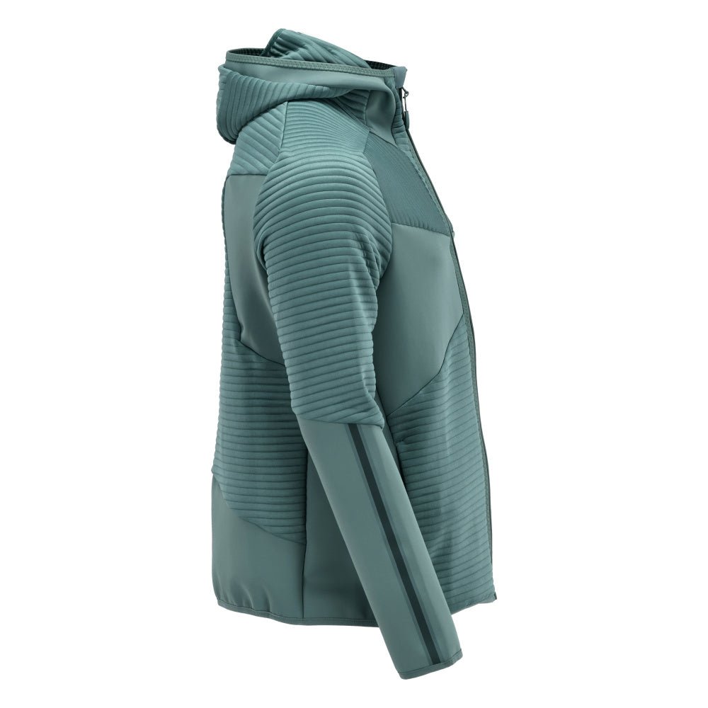 Fleece sweater, hood, zip microfleece jacket, light forest green