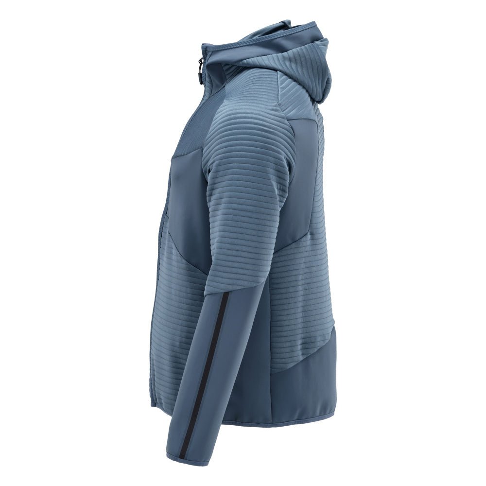 Jersey polar, capucha, chaqueta micropolar con cremallera, azul piedra