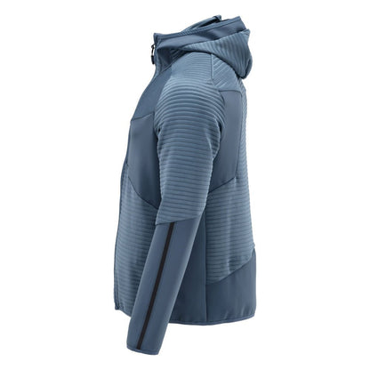 Jersey polar, capucha, chaqueta micropolar con cremallera, azul piedra