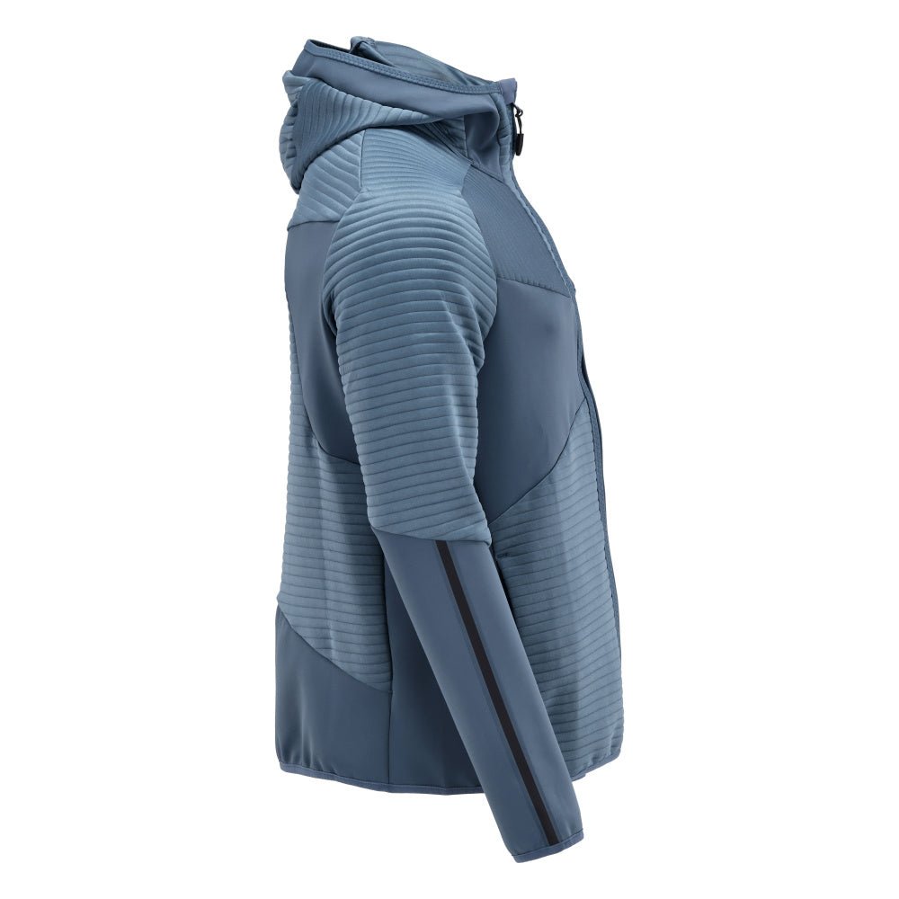 Jersey polar, capucha, chaqueta micropolar con cremallera, azul piedra