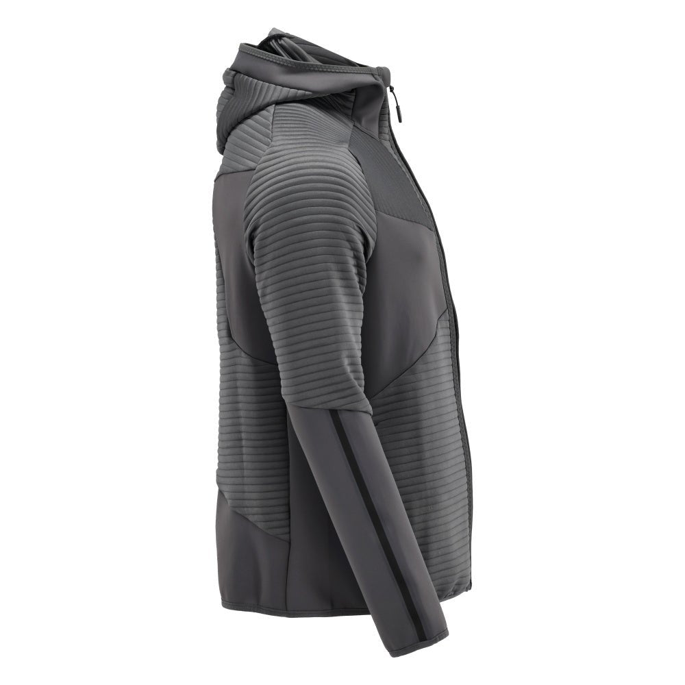 Jersey polar, capucha, chaqueta micropolar con cremallera, gris antracita