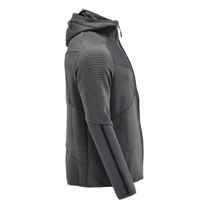 Jersey polar, capucha, chaqueta micropolar con cremallera, gris antracita