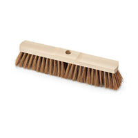 The Nölle Profi Brush Poly-Coconut Hall Broom with Saddle-Shaped Wood Handle and Handle Hole, manufactured by Nölle Profi Brush Bürsten- & Pinseltechnik e.K., features dense poly-coconut bristles and a central hole for attaching the handle, shown against a white background.