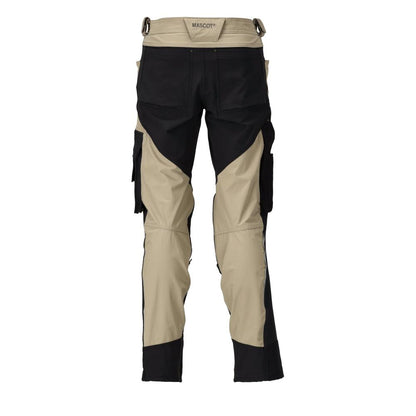 Trousers with knee pockets, stretch, light trousers, light khaki/black