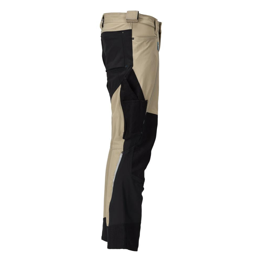 Trousers with knee pockets, stretch, light trousers, light khaki/black