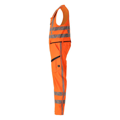 Combination trousers with thigh pockets, stretch combination trousers, hi-vis orange