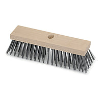 El cepillo de alambre de acero Nölle Profi Brush de 30 cm, fabricado por Nölle Profi Brush Bürsten- & Pinseltechnik e.K., con mango rectangular de madera y cerdas metálicas rígidas para una limpieza eficaz, aparece representado sobre un sencillo fondo blanco.