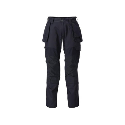 Pantalón con bolsillos colgantes, pantalones con aplicaciones elásticas, negro-azul