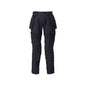 Trousers with hanging pockets, stretch inserts trousers, black-blue