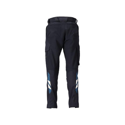 Trousers with knee pockets, women's trousers, black-blue