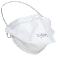 Mascarilla blanca desechable ubiQ®³ FFP3 NR D y Tipo IIR de DACH Schutzkleidung GmbH & Co. KG con cinta para la cabeza, diseñada para garantizar una protección laboral fiable; en una caja de cartón con 18 estuches.