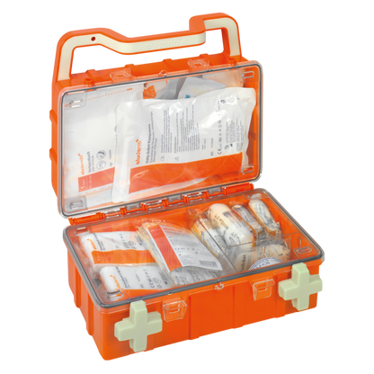 First aid kit orange DYNAMIC-GLOW S standard DIN 13157 | Suitcase (1 piece)