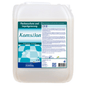 Un bidón de 10 litros de DR.SCHNELL GmbH & Co. KGaA KOMSILON protección contra manchas e impregnación para piedras naturales y artificiales, con una etiqueta azul y blanca con información del producto e instrucciones en alemán.