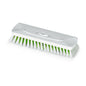 The Nölle Profi Brush BECOnnect Scrubber 23 cm with X-bristle made of PP from Nölle Profi Brush Bürsten- & Pinseltechnik e.K. is a white plastic rectangular brush head with white and green bristles, compatible with the BECOnnect system for easy handle attachment.