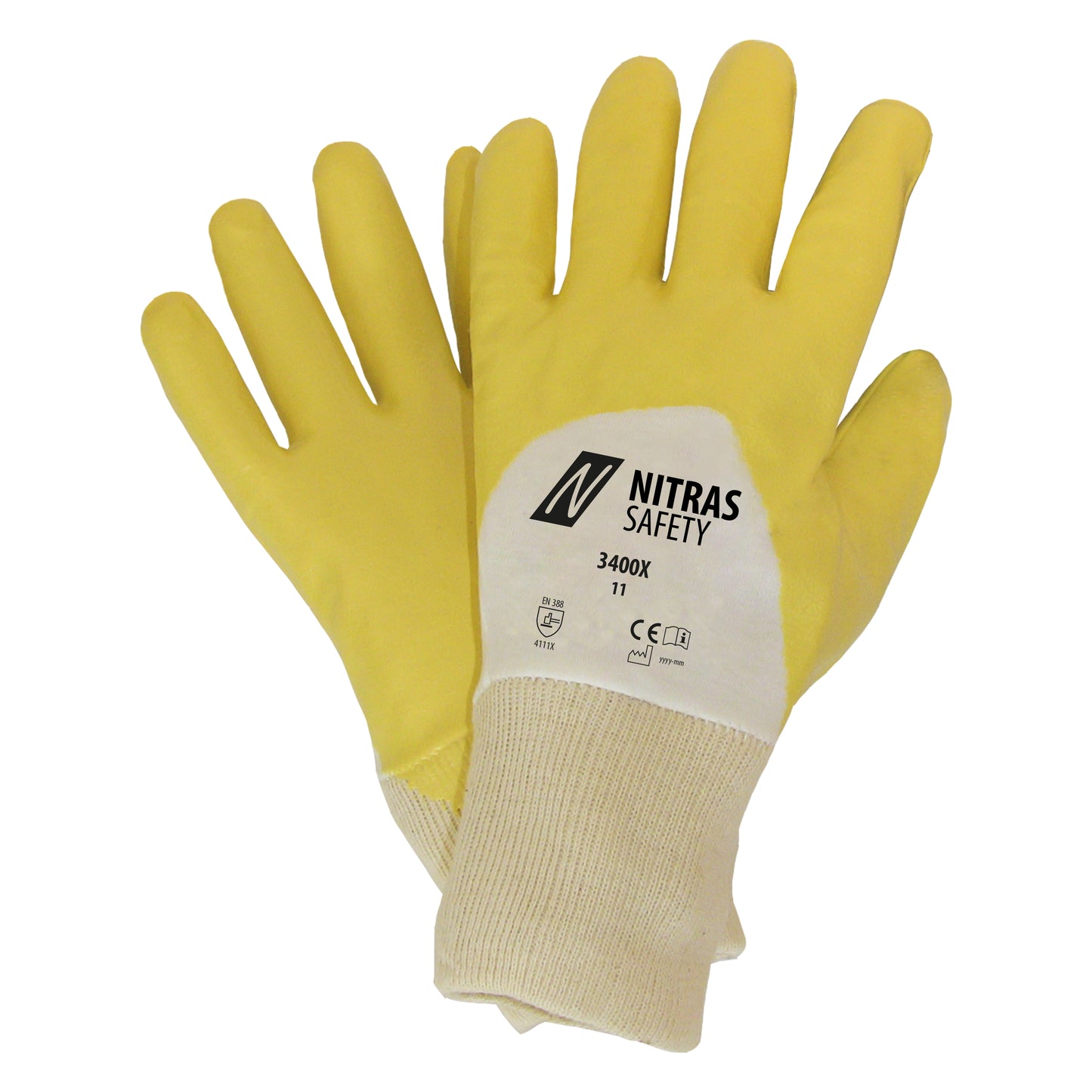 Guantes de nitrilo NITRAS, amarillo/blanco