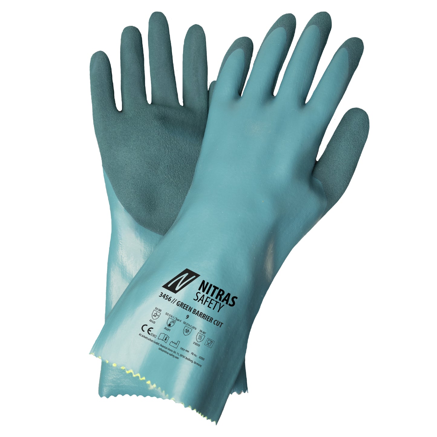 NITRAS GREEN BARRIER CUT, guantes de protección química, gasolina