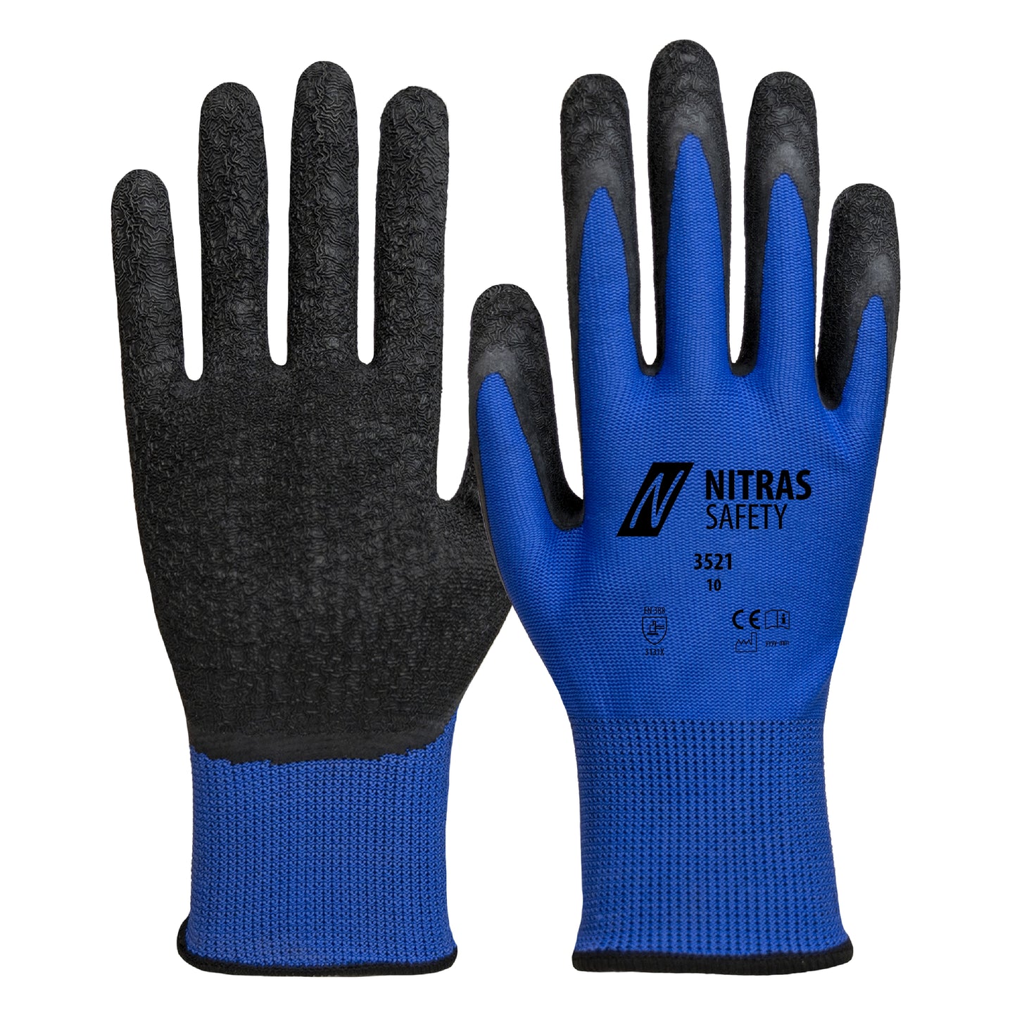 Guantes de nailon NITRAS, azul / negro