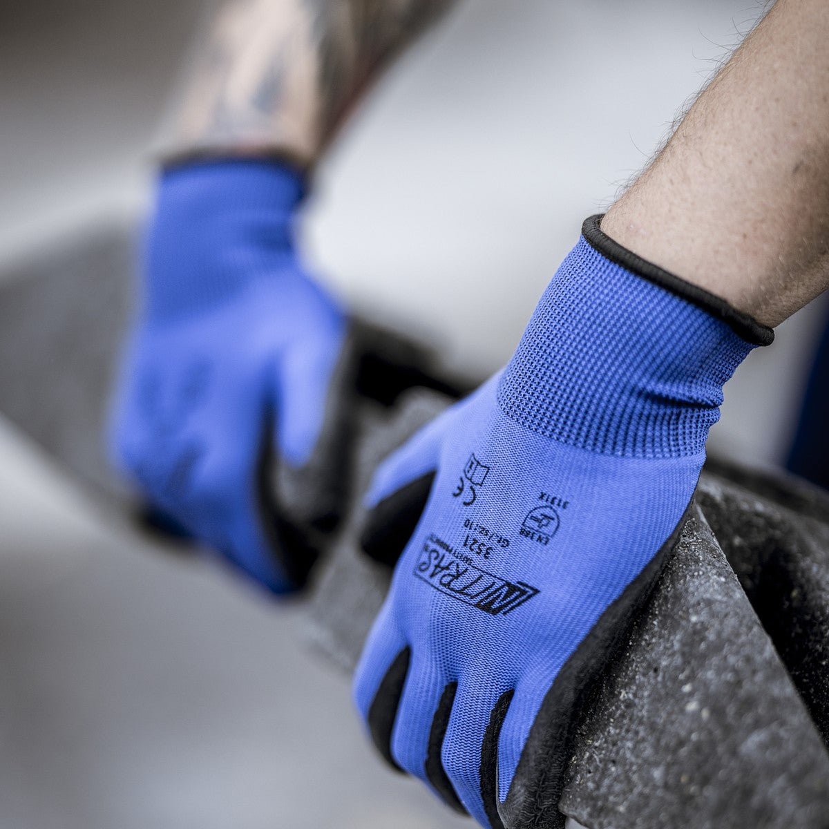 Guantes de nailon NITRAS, azul / negro