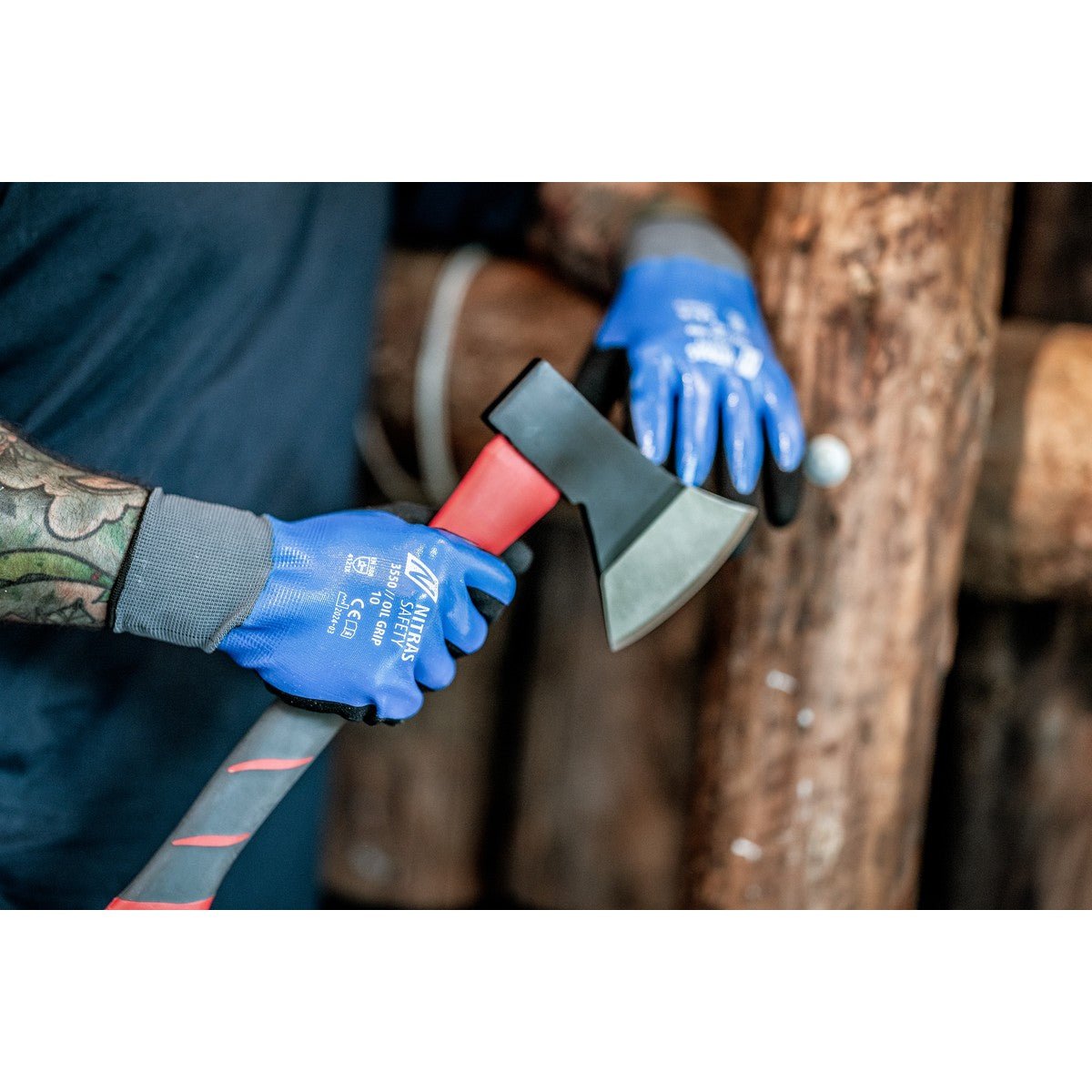 NITRAS OIL GRIP, assembly gloves, blue / black