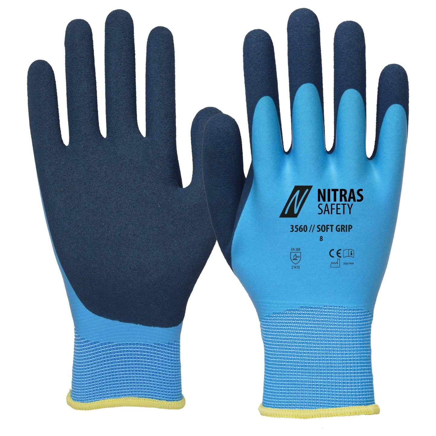 NITRAS SOFT GRIP, guantes de montaje, azul claro / azul oscuro