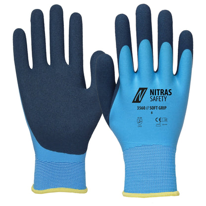 NITRAS SOFT GRIP, guantes de montaje, azul claro / azul oscuro