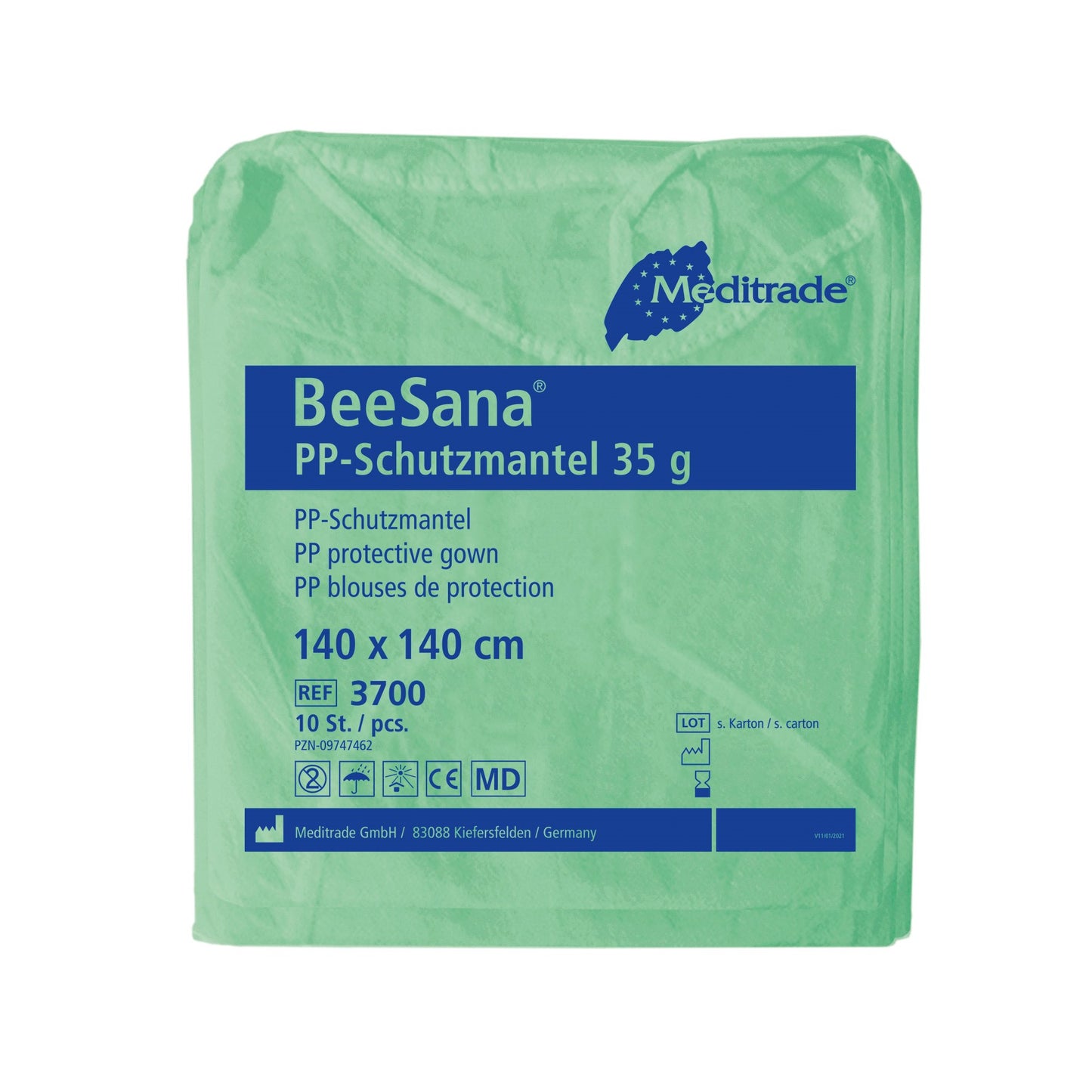 BeeSana® PP beskyttelsesfrakk for ansatte og besøkende 10 stk