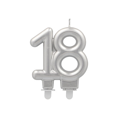 Die PAPSTAR GmbH Jubiläumskerzen mit Halter 7 cm "silber" ist eine silberne Jubiläumskerze in Zahlenform mit zwei Haltern - ideal für unvergessliche Geburtstagsfeiern.