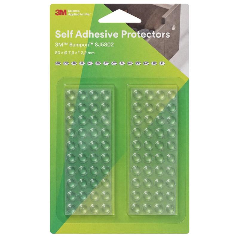 3M™ Bumpon™ SJ5302BL elastisk buffer minipakke, gjennomsiktig, 80 deler, 7,9 x 2,2 mm, selvklebende akryl A-20 | Pakke (80 stk)