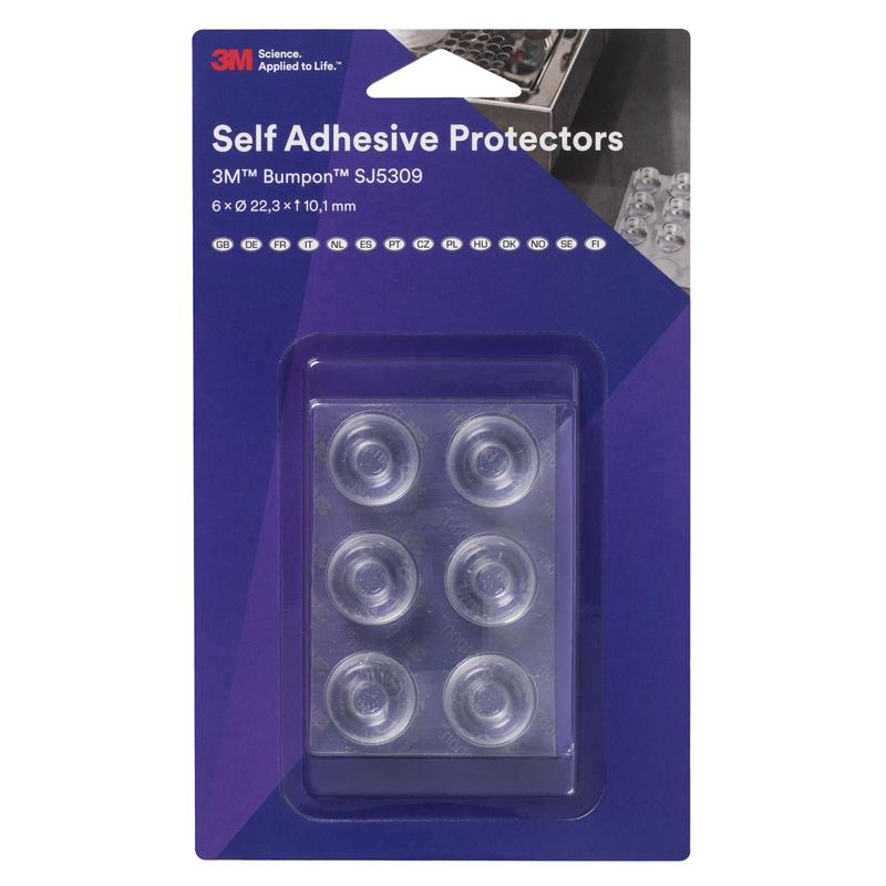 3M™ Bumpon™ SJ5309BL elastic buffer mini pack, transparent, 6 pieces, 22.3 x 10.1 mm, adhesive acrylic A-20 | Pack (6 pieces)