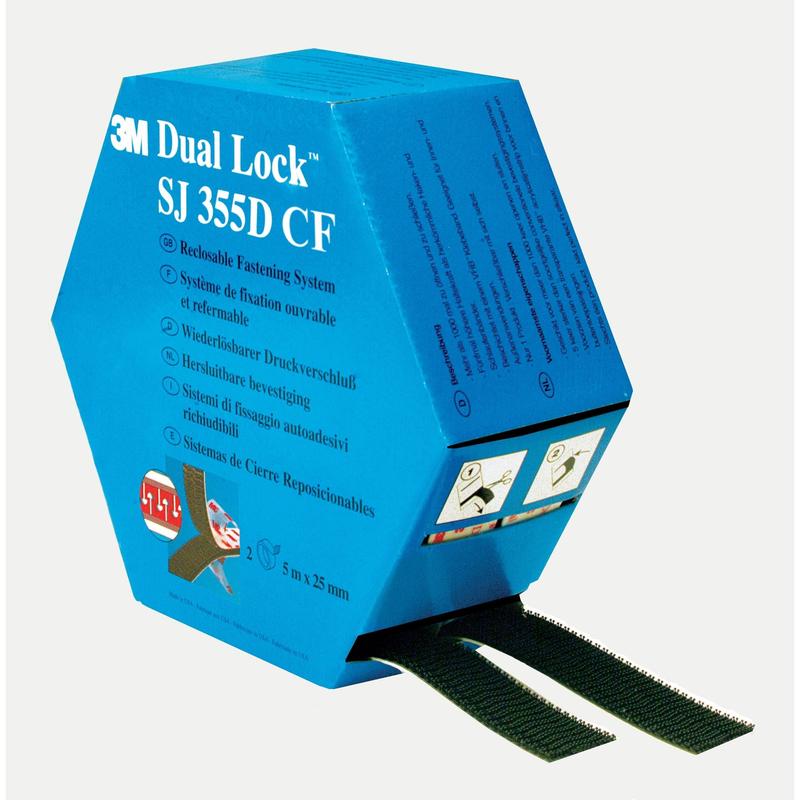 3M™ Dual Lock™ fleksibelt trykkfeste SJ3550CF, MINI Ref 345184518, svart, 25 mm x 5m | Pakke (1 stk)