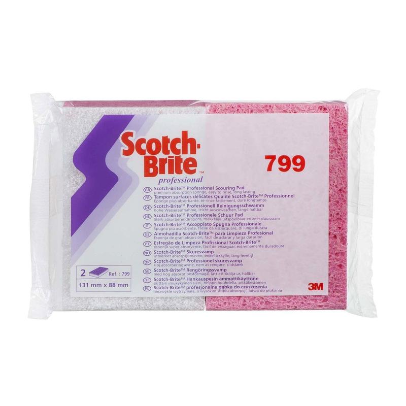 3M™ Scotch-Brite™ Cellulose Sponge 799, Pink / White, 88 mm x 131 mm, 24 x 10 pieces / box | Pack (10 pieces)