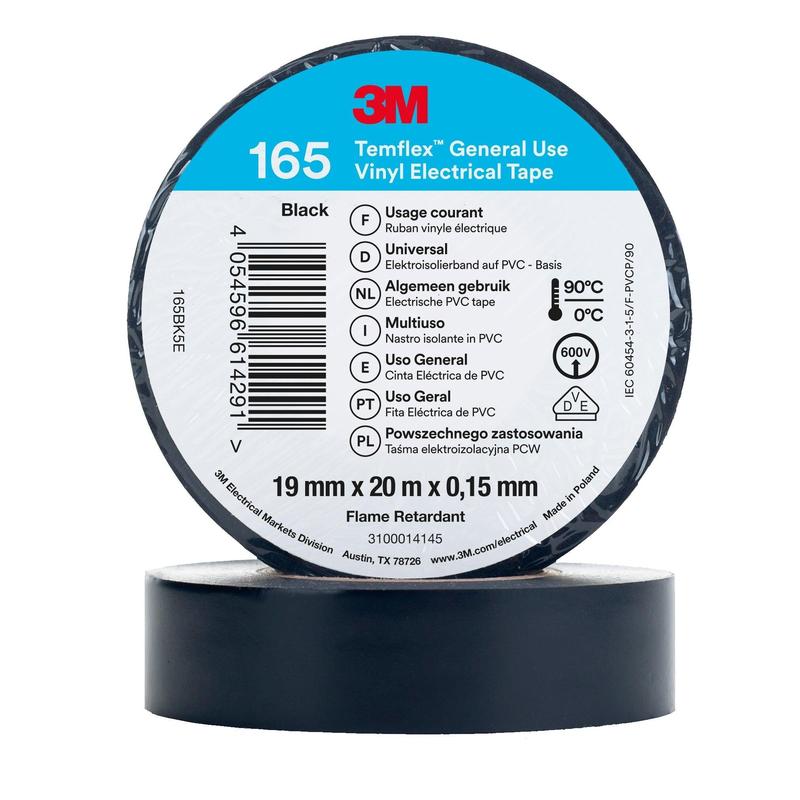 3M™ Temflex™ Vinyl elektrisk tape 165, svart