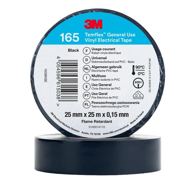 3M™ Temflex™ Vinyl elektrisk tape 165, svart
