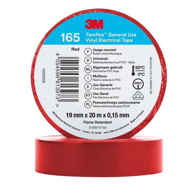 3M™ Temflex™ Vinyl elektrisk tape 165 rød
