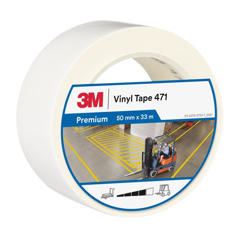 3M™ Soft PVC Tape 471, White, 50mm x 33m, 0.14mm, Individually Packed | Pack (1 roll)