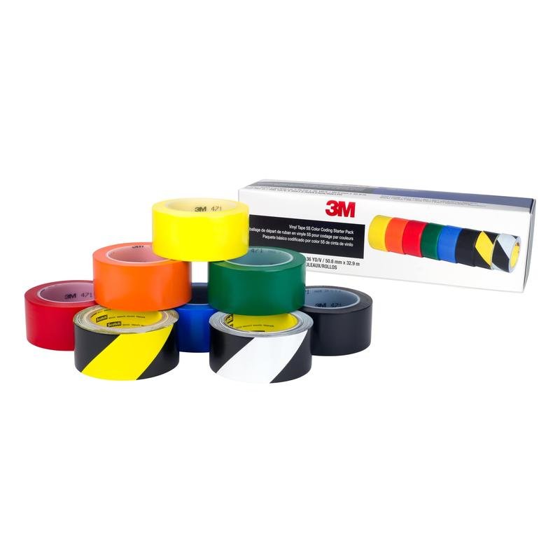 Paquete básico de codificación de colores 5S de cinta de PVC 3M™, 8 rollos/kit | Paquete (8 rollos)