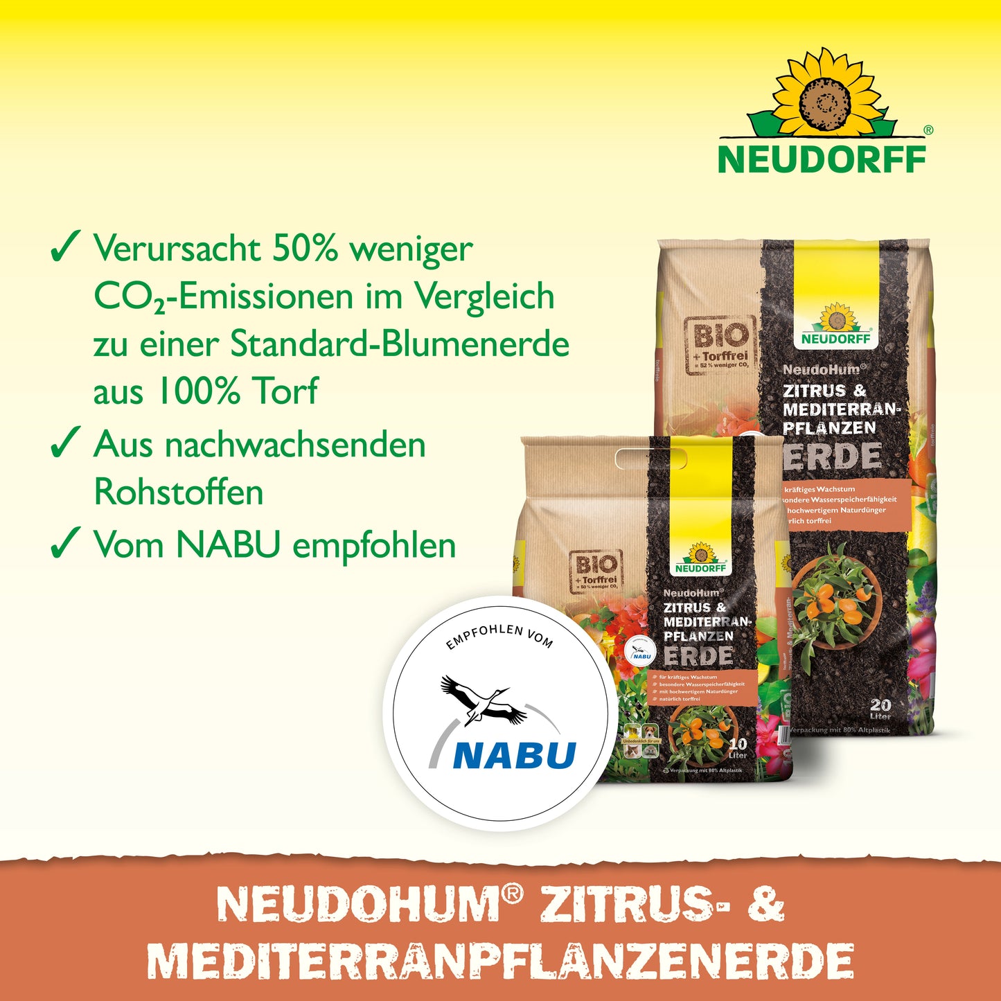 Die NeudoHum Zitrus- & MediterranpflanzenErde aus dem Neudorff Shop ist perfekt für Ihren Großstadtdschungel und ideal für die Verwendung auf Balkon und Terrasse.