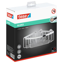 Cesta de ducha de esquina tesa ALUXX de un solo nivel, de aluminio, cromada, con solución adhesiva incluida