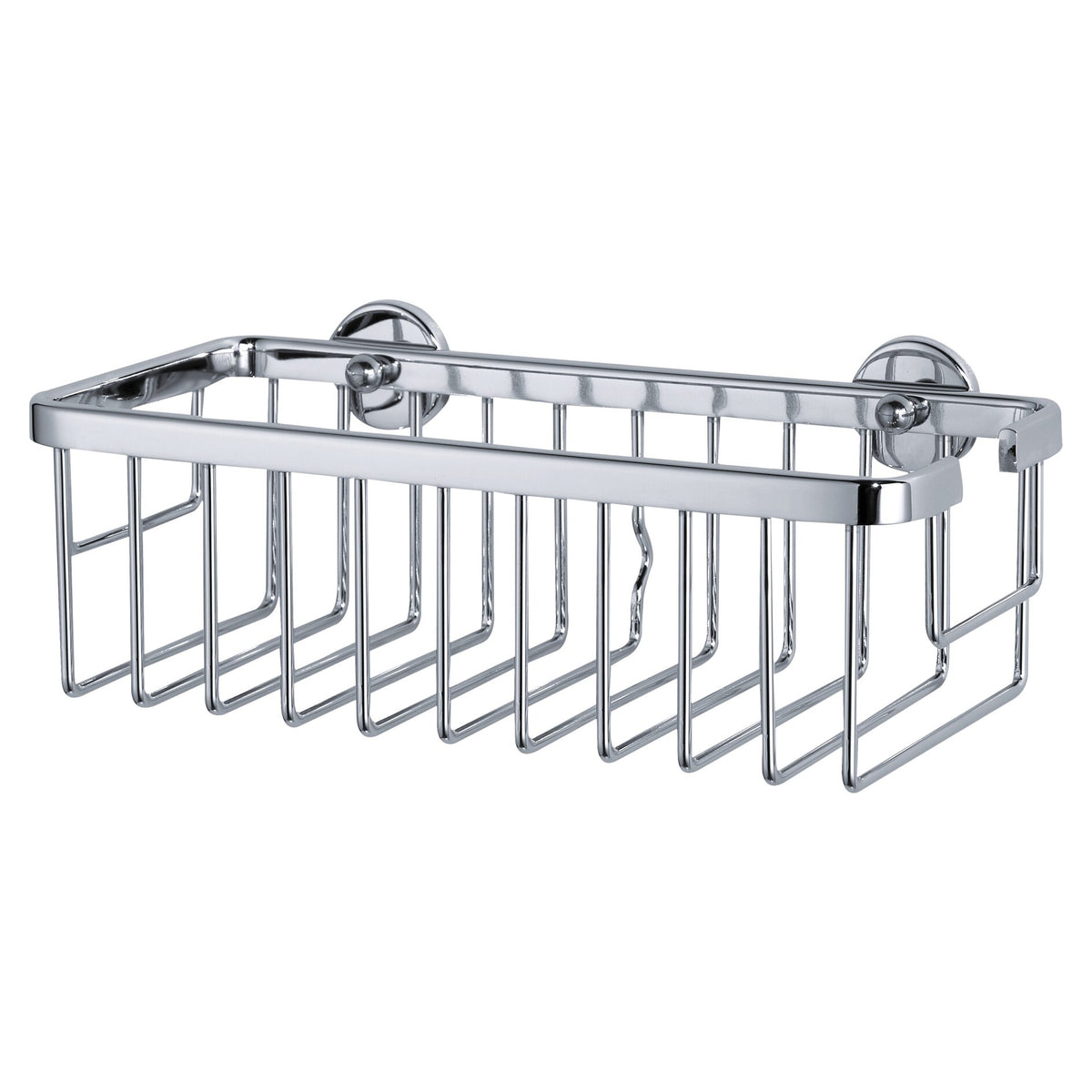 Cesta de ducha tesa ALUXX de un solo nivel, extra profunda, de aluminio, cromada, con solución adhesiva incluida