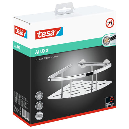 Estante de esquina para ducha tesa ALUXX, de un solo nivel, de aluminio, cromado, con fijación adhesiva