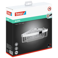 tesa ALUXX Corner Shower Shelf, Single-Tier, Aluminum, Chrome-Plated, Adhesive Mount