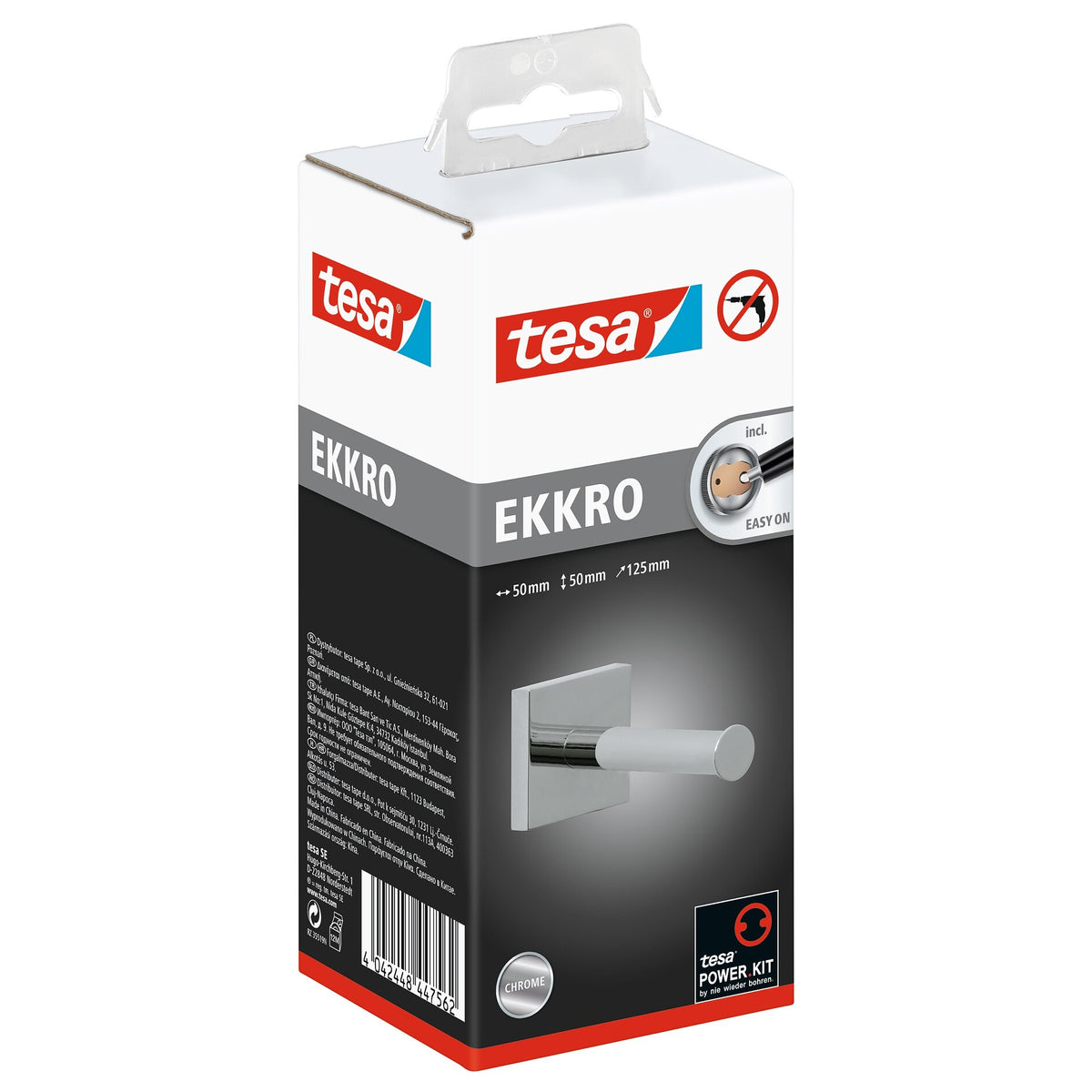 Soporte de recambio para rollos tesa Ekkro, cromado, con solución adhesiva incluida