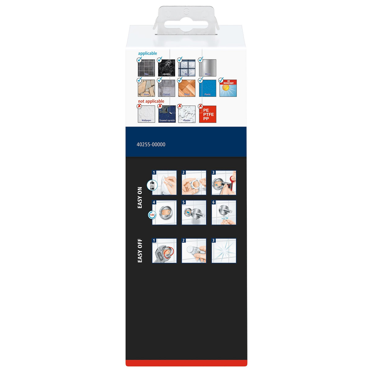 Dispensador de jabón tesa Hukk, montaje en pared, cromado, solución adhesiva