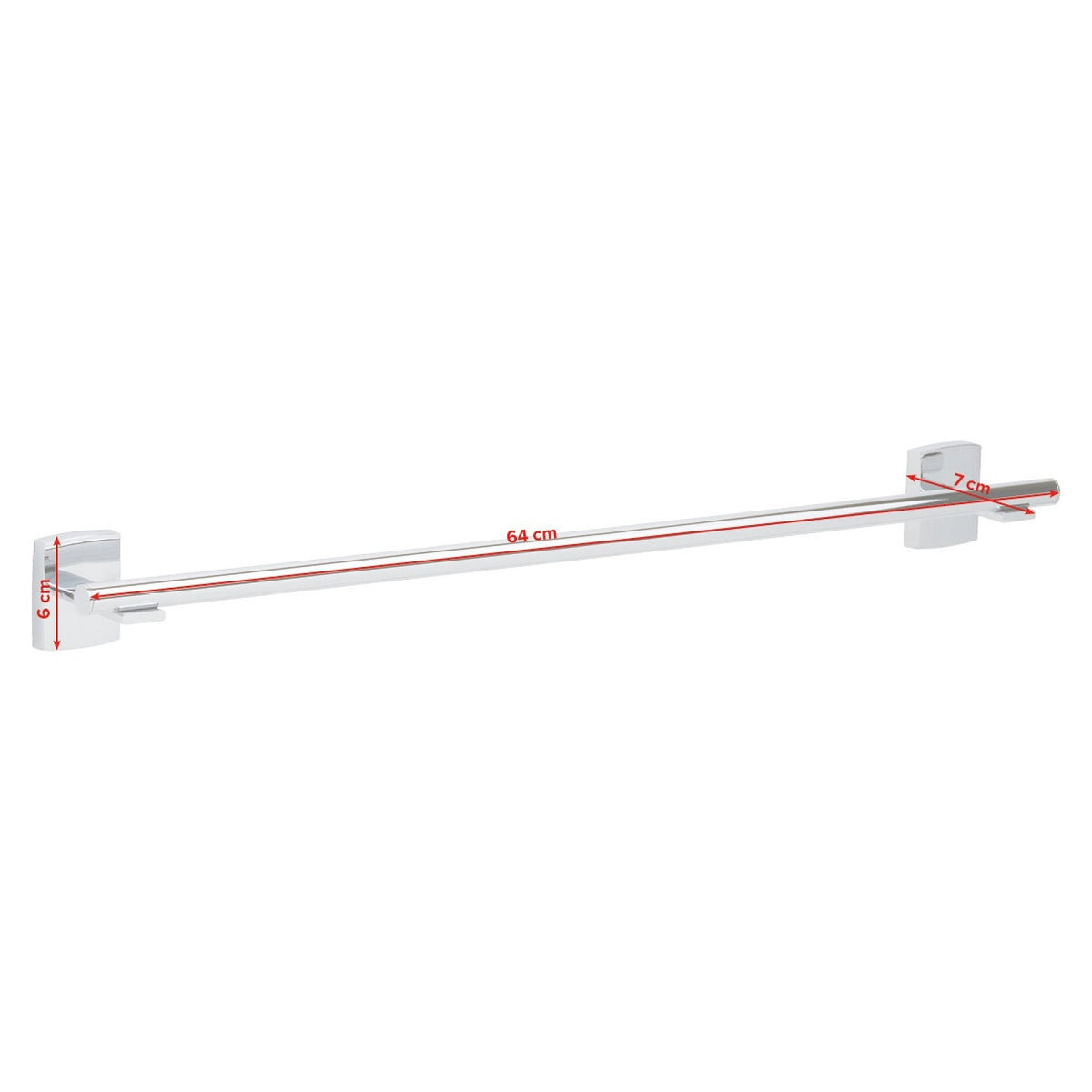 tesa Klaam Bath Towel Rack, Chrome-Plated, Includes Adhesive Solution, 65 cm – Dimensions