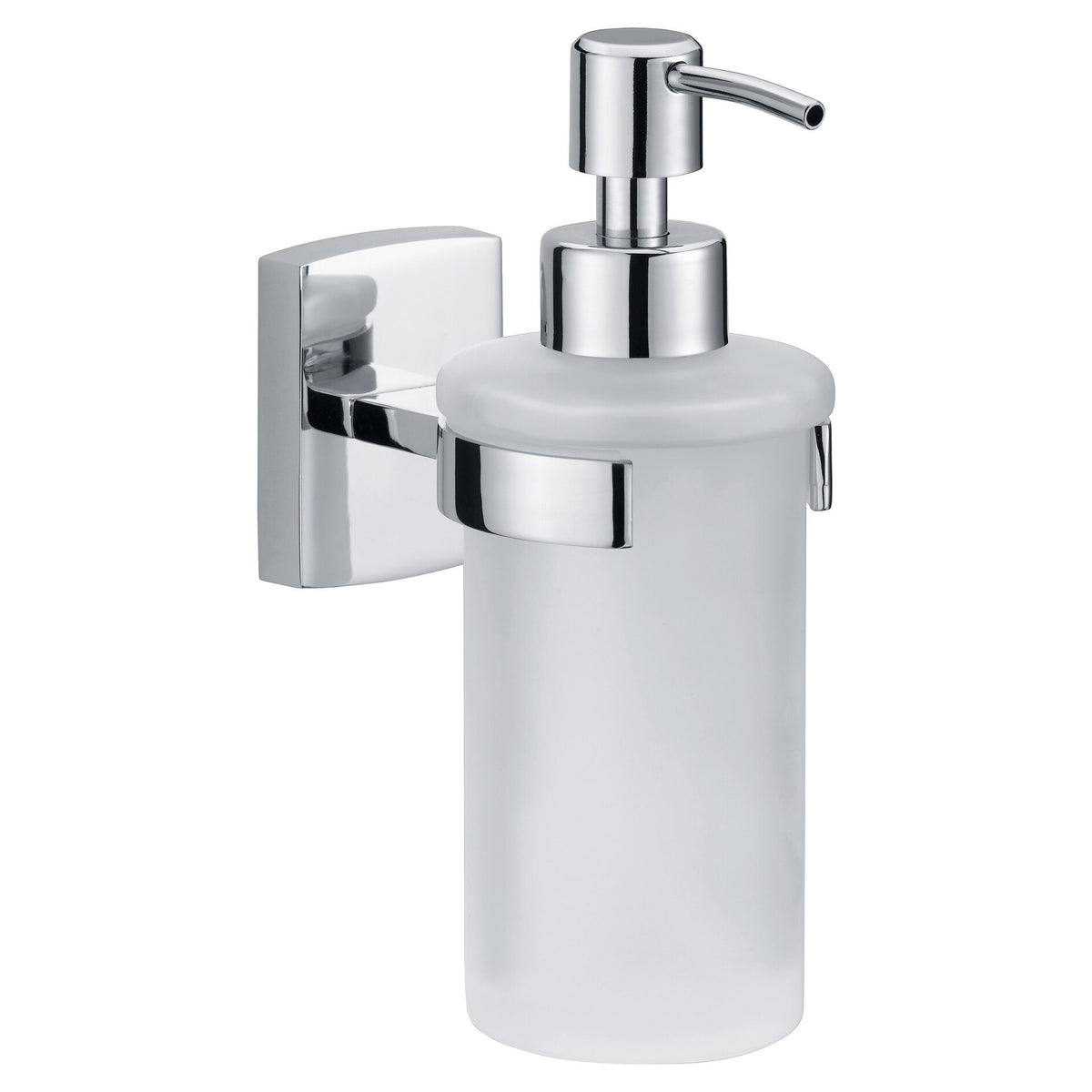 tesa Klaam Designer Soap Dispenser, Chrome-Plated, Includes Adhesive Solution