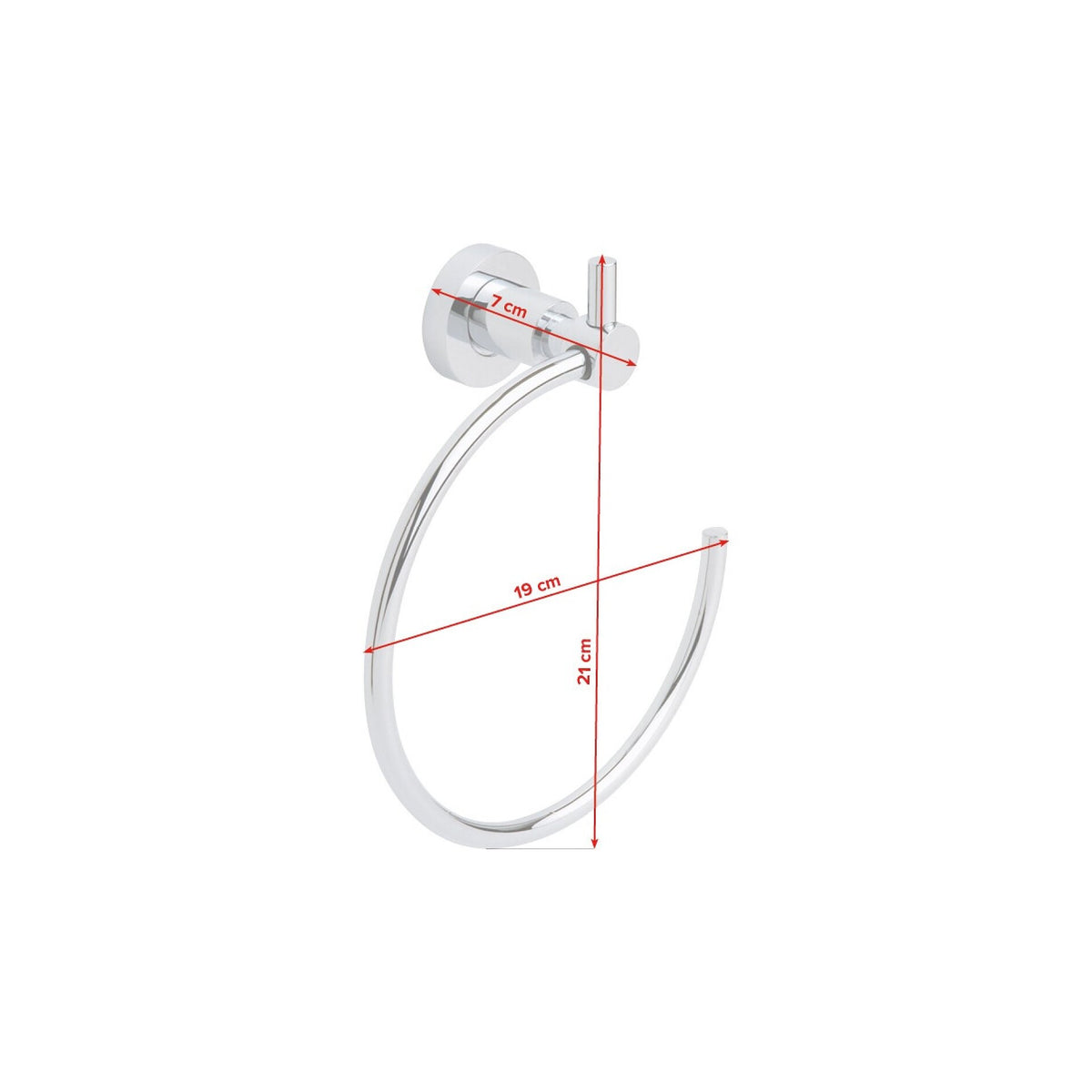 tesa Loxx Towel Ring, Chrome-Plated, Includes Adhesive Solution – Dimensions