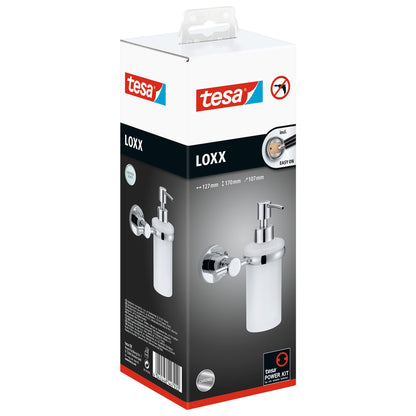 Dispensador de jabón de pared tesa Loxx, cromado, con solución adhesiva incluida