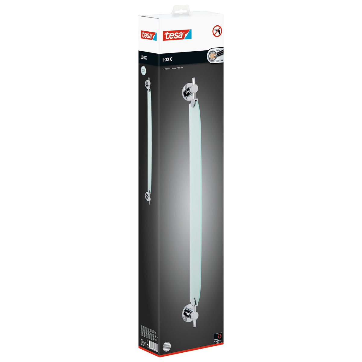 Estante de cristal tesa Loxx para el baño, cristal satinado, con solución adhesiva incluida