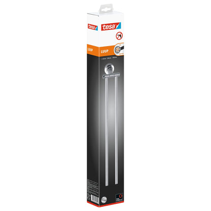 tesa Luup Towel Rack, 2-arm, chrome-plated, includes adhesive solution